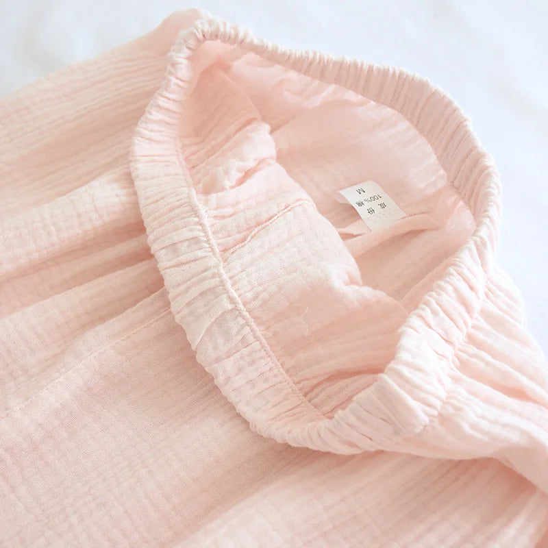 Japanese Kimono Suit New Ladies Spring And Autumn Pajamas Long-sleeved Trousers 100% Cotton Crepe Home Service Two-piece Suit
