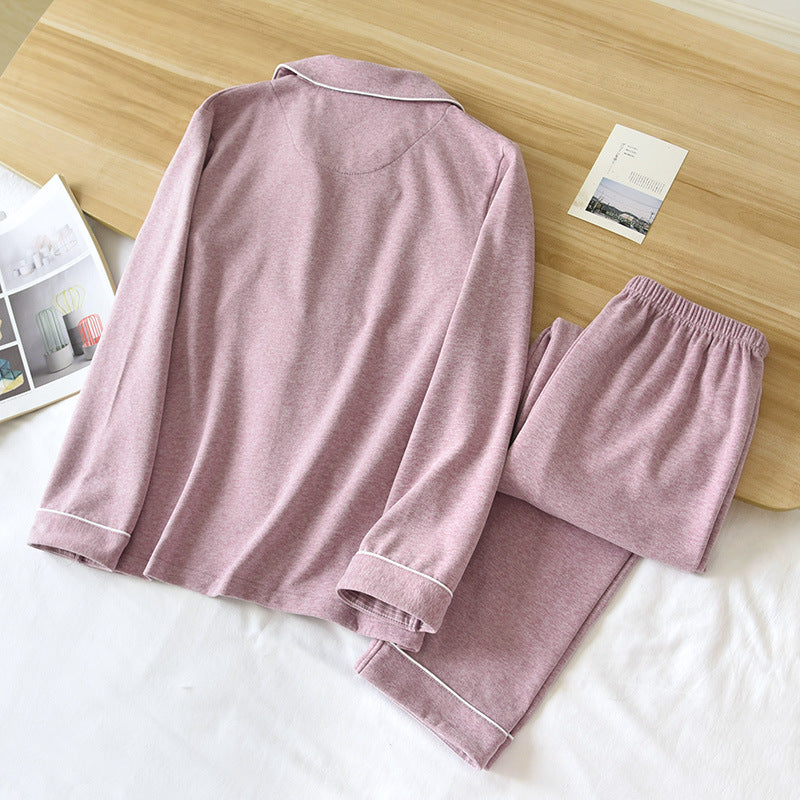 Autumn And Winter Couple Pajamas Two-piece Self-heating Warm Long-sleeved Trousers Plus Velvet Men's And Women Home Service Set