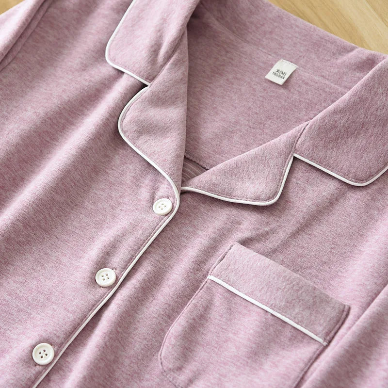 Autumn And Winter Couple Pajamas Two-piece Self-heating Warm Long-sleeved Trousers Plus Velvet Men's And Women Home Service Set