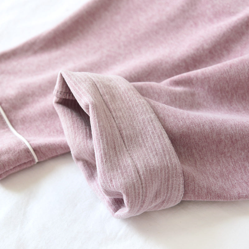 Autumn And Winter Couple Pajamas Two-piece Self-heating Warm Long-sleeved Trousers Plus Velvet Men's And Women Home Service Set