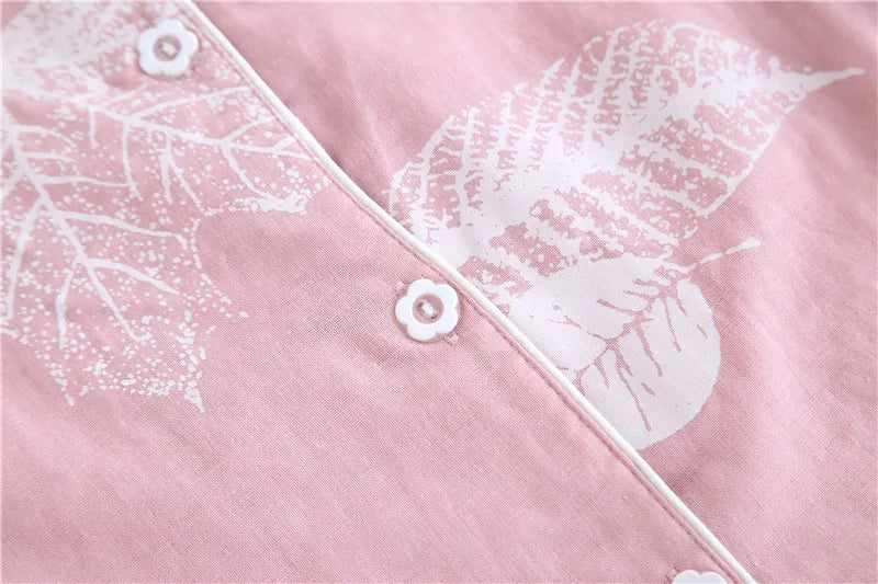 2025 kimono femme maple leaf pajama sets women 100% gauze cotton long sleeve casual sleepwear women pyjamas autumn hot sale