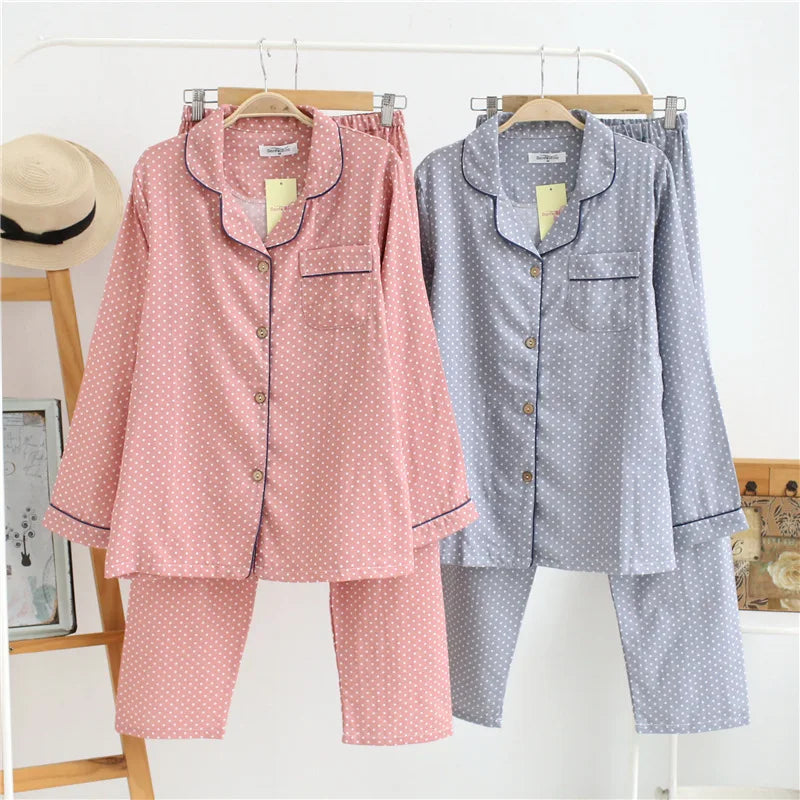 2025 kimono femme maple leaf pajama sets women 100% gauze cotton long sleeve casual sleepwear women pyjamas autumn hot sale