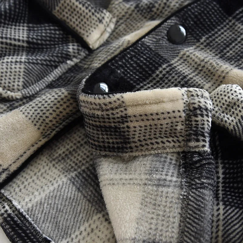 Autumn And Winter New Men's Pajamas Long-sleeved Trousers Two-piece Flannel Thickened Warm Home Service Set Plaid Large Size Men
