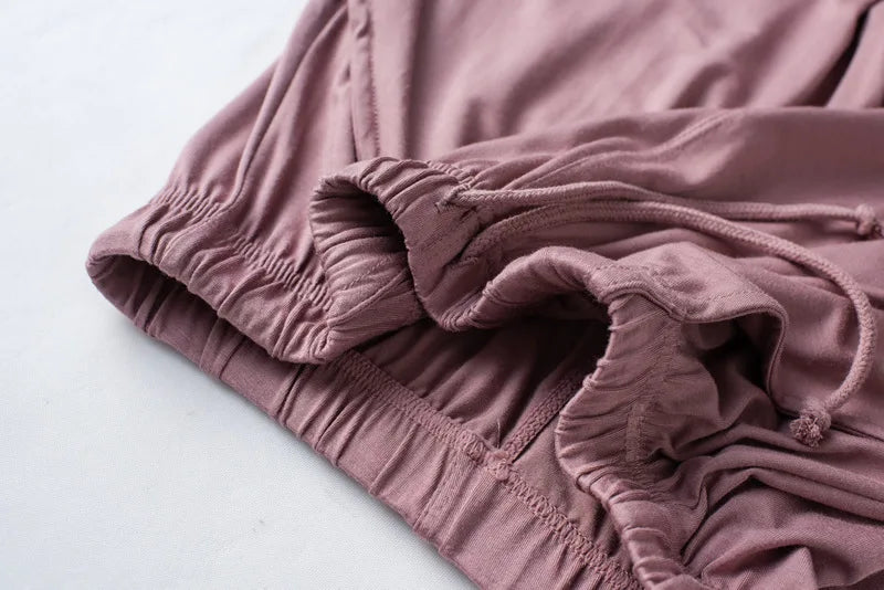 Spring and summer new ladies pajamas three-piece short-sleeved shorts trousers modal soft T-shirt pajamas women's loose home set