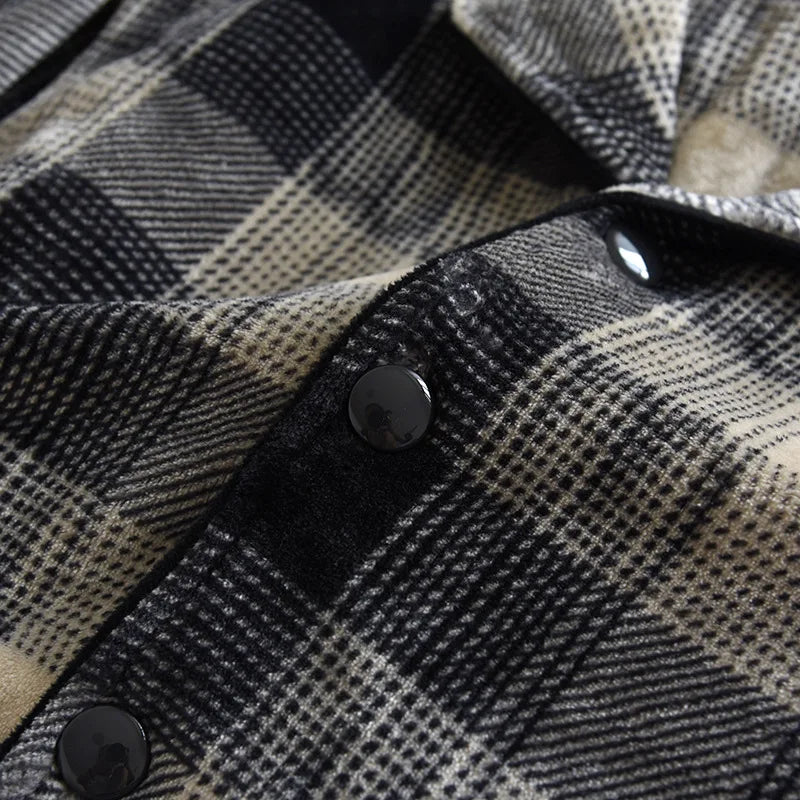 Autumn And Winter New Men's Pajamas Long-sleeved Trousers Two-piece Flannel Thickened Warm Home Service Set Plaid Large Size Men