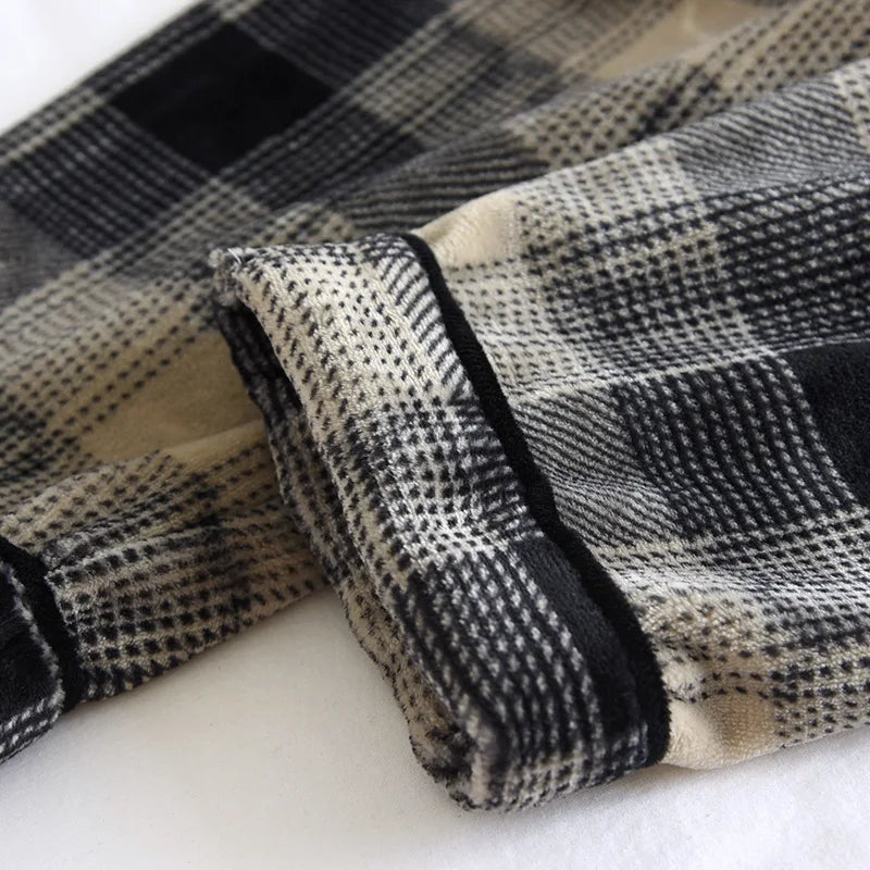 Autumn And Winter New Men's Pajamas Long-sleeved Trousers Two-piece Flannel Thickened Warm Home Service Set Plaid Large Size Men