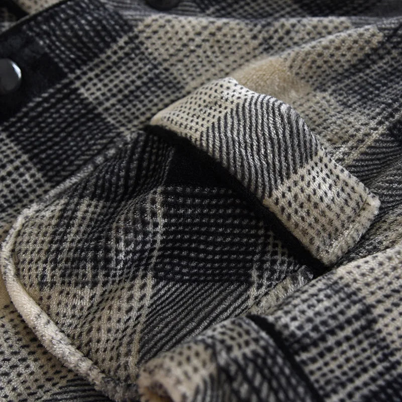 Autumn And Winter New Men's Pajamas Long-sleeved Trousers Two-piece Flannel Thickened Warm Home Service Set Plaid Large Size Men