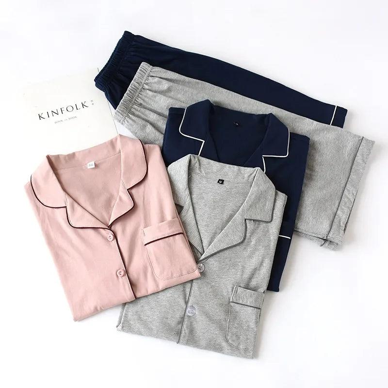 Summer 2025 new cotton couple pajamas suit female short-sleeved shorts men's pajamas thin home service suit pyjamas women pink