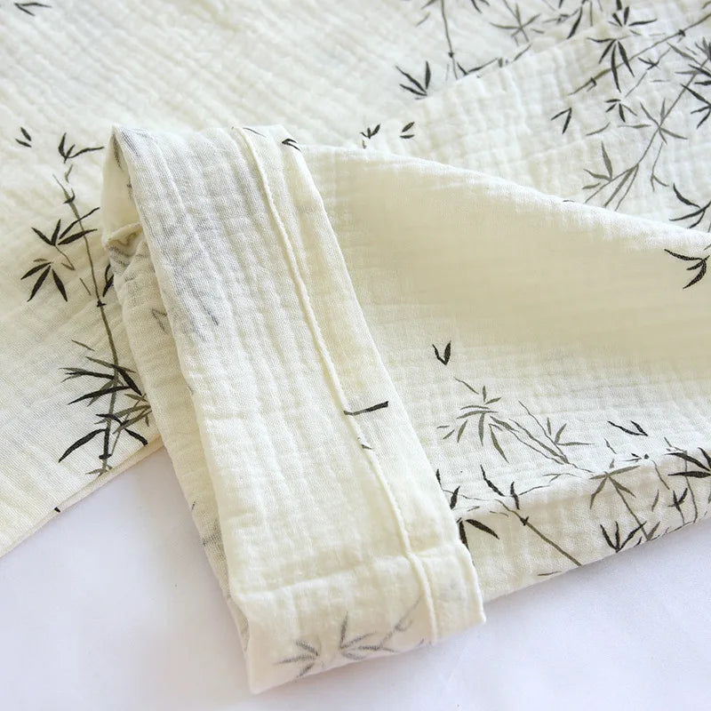 2025 New Spring and Autumn Couple Pajama Set 100% Cotton Crepe Fresh Long sleeved Pants for Men and Women Large Homewear Set