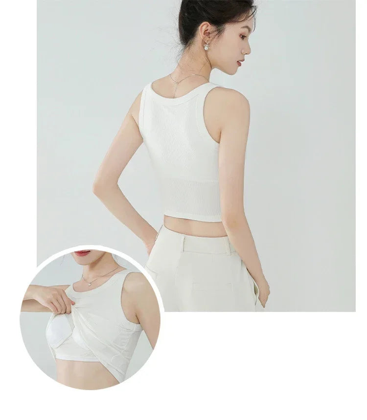Spring and summer new women's modal with chest pad vest bra one-piece vest home service camisole crop top women camisoles