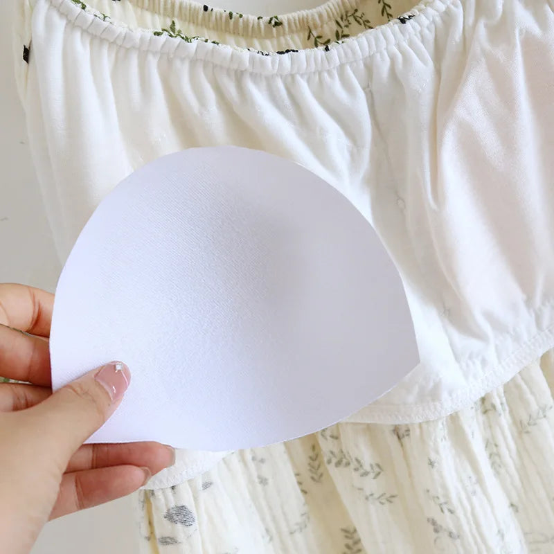 2025 New Summer Women's Pajamas Two Piece Set 100% Cotton Crepe Cloth with Chest Cushion Suspender+Shorts Set Cute Home Fury