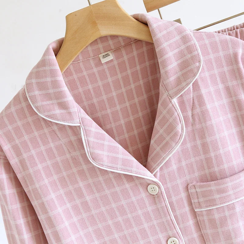2025 New Couple's Checkered Pajama Set for Autumn and Winter Warmth,Men's and Women's Long sleeved Pants,Two piece Home Clothes
