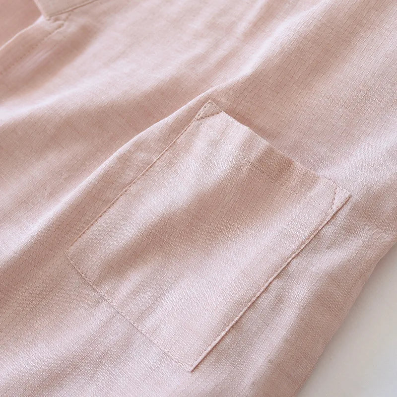 New spring and summer Japanese kimono two-piece couple pajamas set cotton loose large size men and women long sleeve trousers