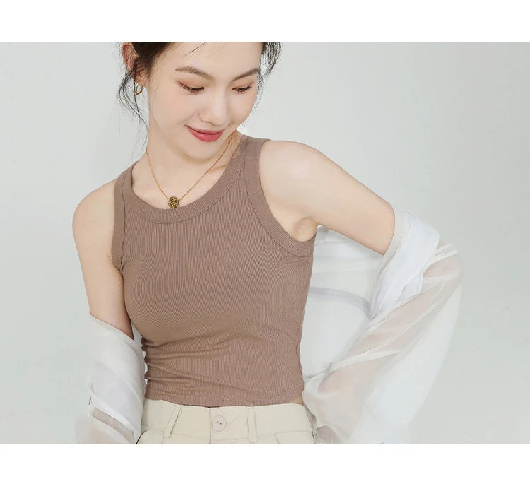 Spring and summer new women's modal with chest pad vest bra one-piece vest home service camisole crop top women camisoles