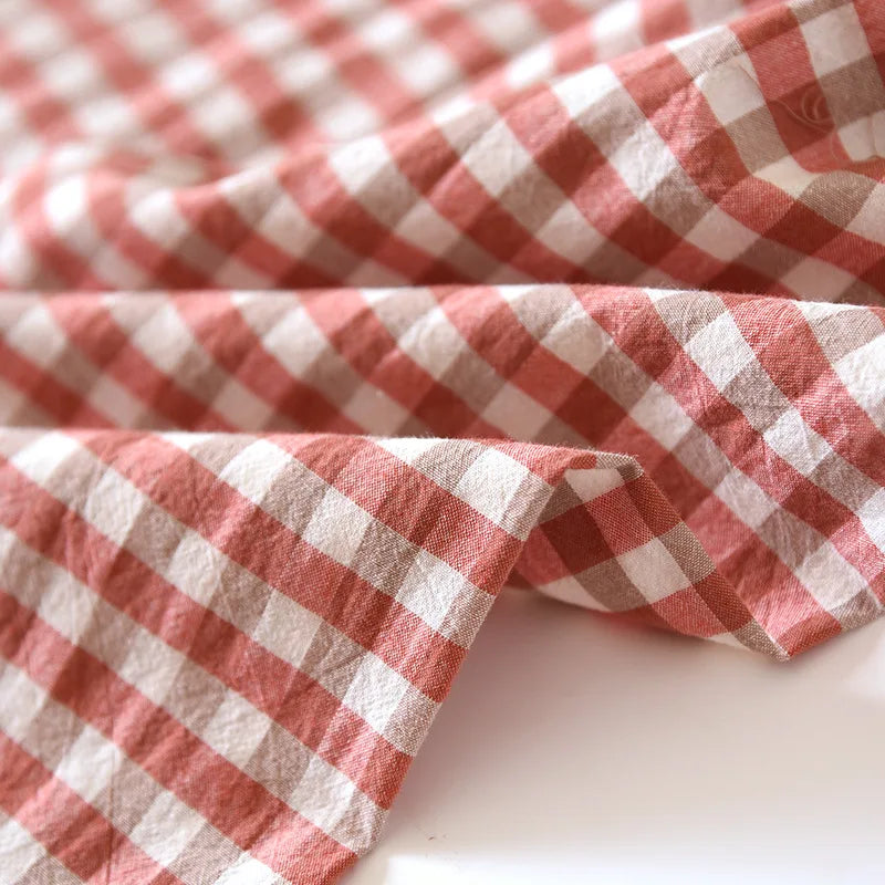 2025 New Japanese Spring and Autumn Couple Pajama Set 100% Cotton Men's and Women's Plaid Long Sleeve Two Piece Home Furnishing