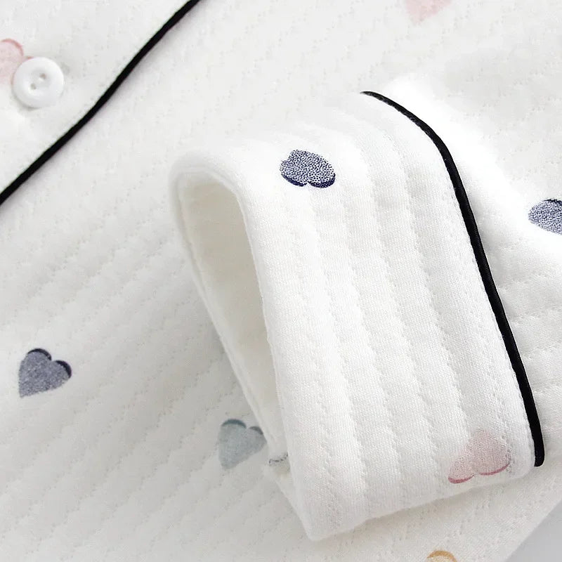 Japanese ladies pajamas set 2025 new autumn and winter air cotton layer thickening long-sleeved cute home clothes pure cotton