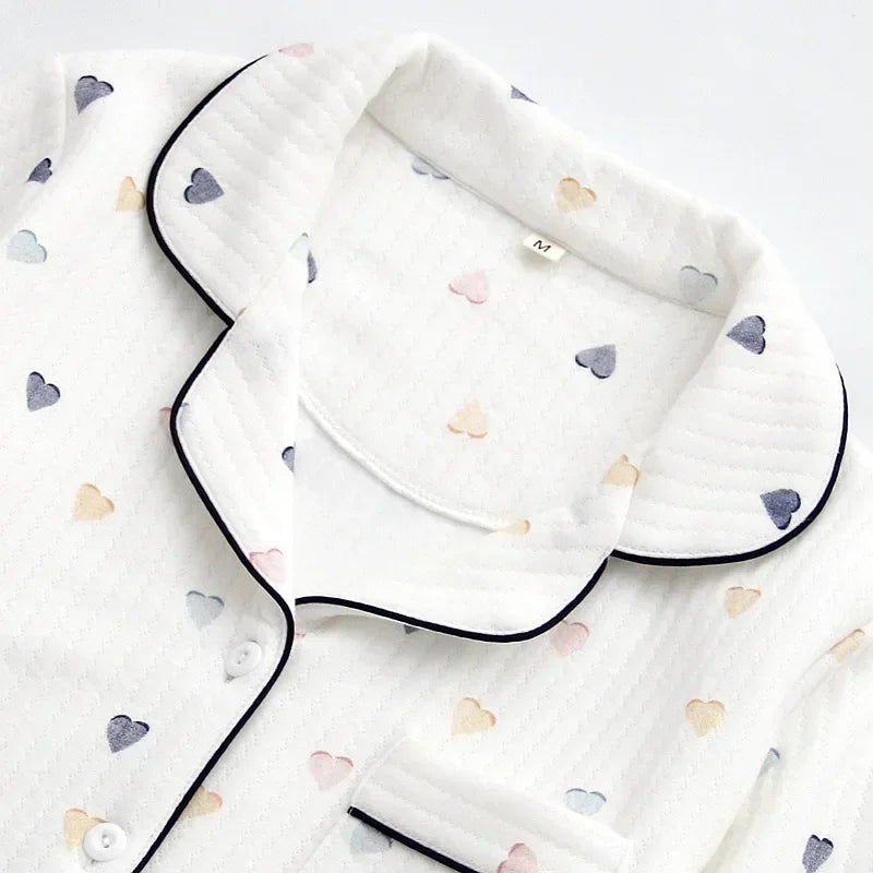 Japanese ladies pajamas set 2025 new autumn and winter air cotton layer thickening long-sleeved cute home clothes pure cotton