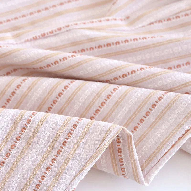 2025 New Spring/Summer Couple Set 100% Cotton Striped Long Sleeve Two Piece Set Men's and Women's Cardigan Home Clothes