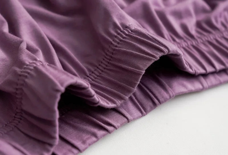 2025 summer new women's pajamas 3-piece Modal large simple pajamas with bra short sleeves+shorts+trousers casual home wear