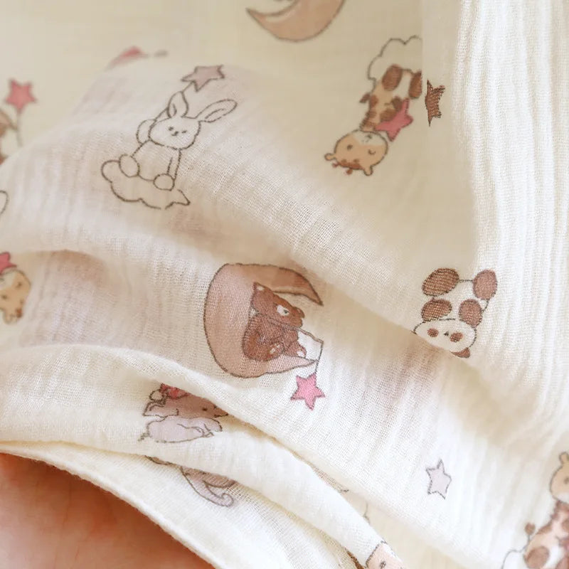 2025 New Women's Spring/Summer Pajama Set 100% Cotton Short Sleeves+Shorts+Long Pants Three Piece Thin Sweet Home Furnishings