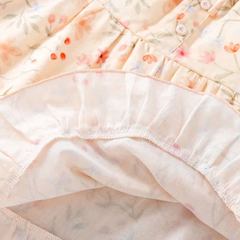 2025 New Summer Women's Sleeping Skirt 100% Cotton Bra Free Strap Skirt Thin Large Floral Dress Summer Dress Sleepwear Women