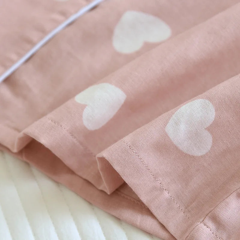 2025 New Spring and Autumn Pajama Set Women's 100% Cotton Long Sleeve Pants Two Piece Love Lovely Sweet Home Furnishing Set