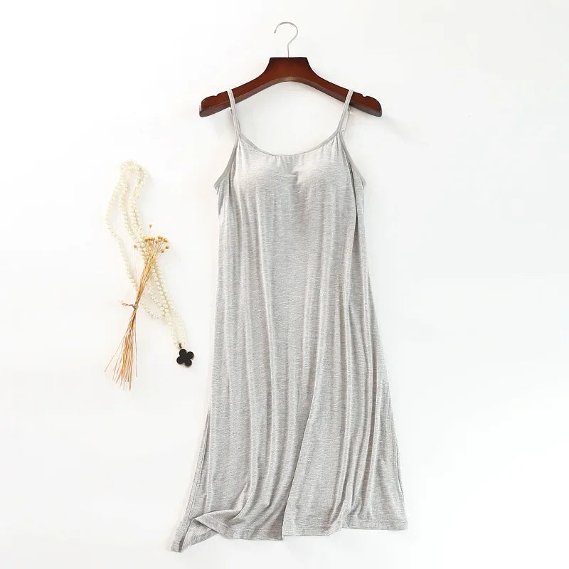 Summer modal ladies nightdress with chest pad vest skirt comfortable home skirt female suspender skirt sleep wear nightgown