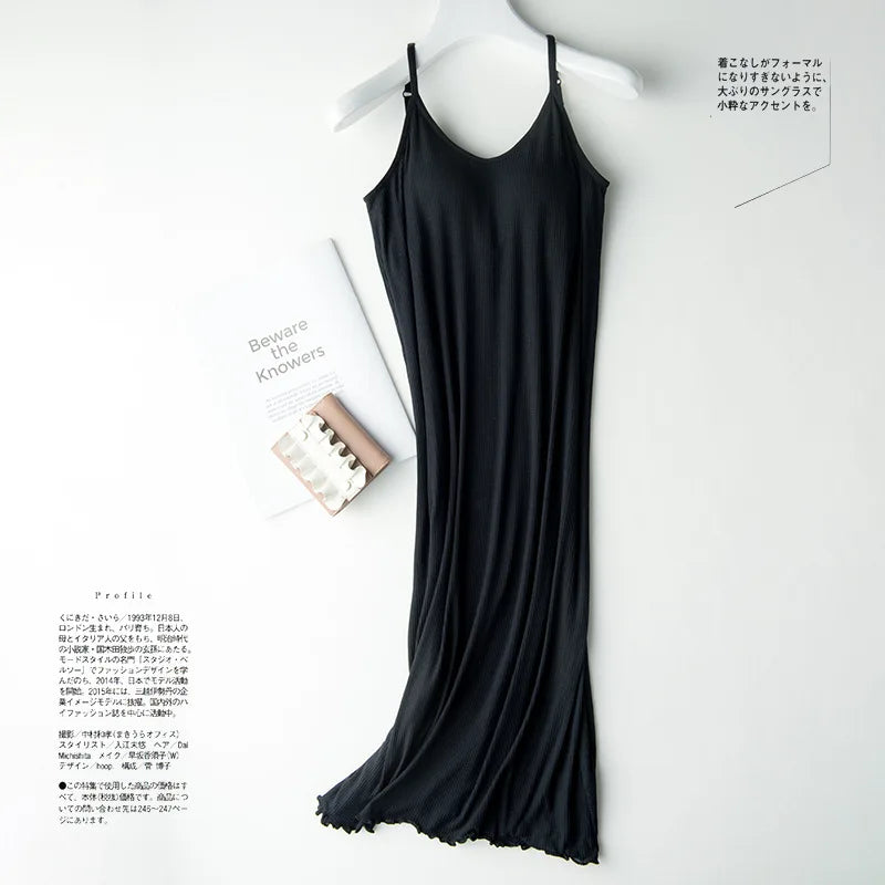 2025 new Nightgowns, one-piece suspender skirt with chest pad, female long base skirt, inner petticoat, Sleepshirts summer