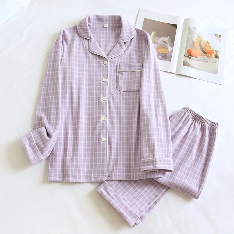 2025 New Couple's Checkered Pajama Set for Autumn and Winter Warmth,Men's and Women's Long sleeved Pants,Two piece Home Clothes