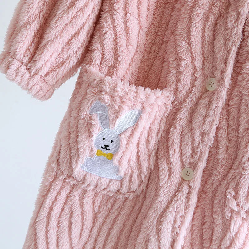 Autumn and Winter New Women's Nightgown Flannel Nightdress Warm Thickened Sweet Cute Large Size Home Clothes Gown Bath Robe