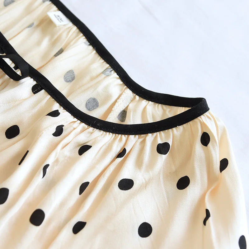 2025 New Women's Summer Short sleeved Nightwear 100% Viscous Fiber Comfortable and Breathable Soft Dress Thin Large Home Fury