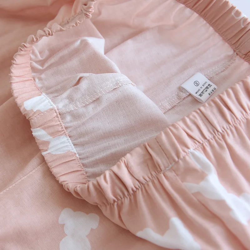 Summer new couple pajamas three-piece set short-sleeved + shorts + trousers 100% cotton gauze men's and women's home clothes