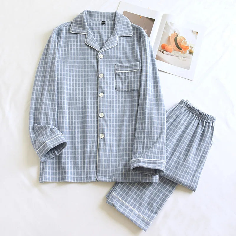 2025 New Couple's Checkered Pajama Set for Autumn and Winter Warmth,Men's and Women's Long sleeved Pants,Two piece Home Clothes