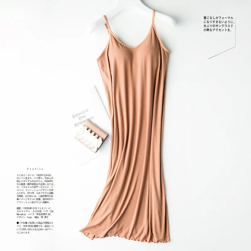 2025 new Nightgowns, one-piece suspender skirt with chest pad, female long base skirt, inner petticoat, Sleepshirts summer