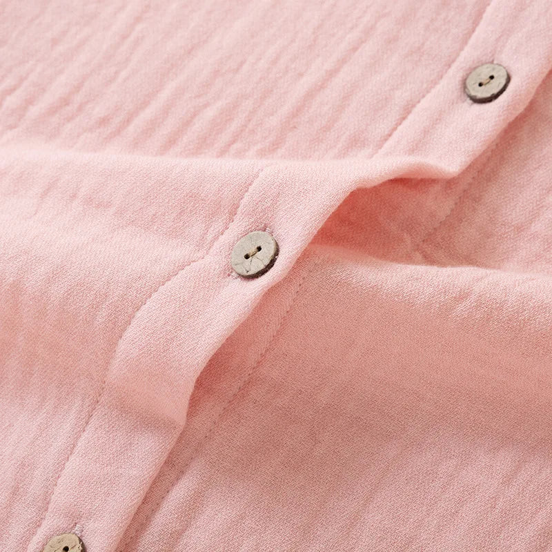 2025 New Spring and Autumn Couple's Pajama Set 100% Cotton Men's and Women's Long Sleeve Long Pants Solid Color Home Clothes