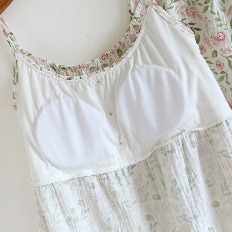 2025 Japanese Summer New Women's Pajama Set 100% Cotton Crepe Cloth Ladies Suspender+Shorts Two Piece Home Furnishing Set