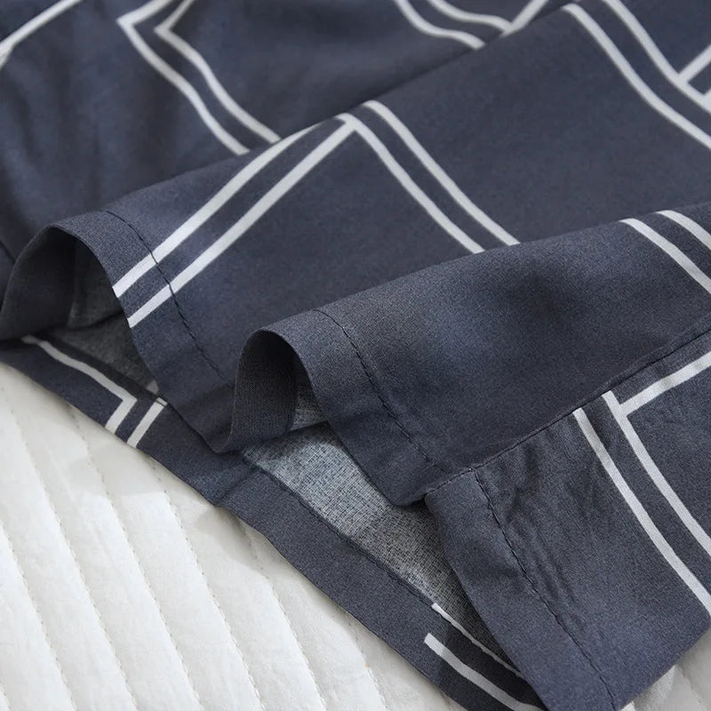 Spring and summer new men's pajamas long-sleeved trousers two-piece set 100% viscose thin homewear set cardigan large size sleep