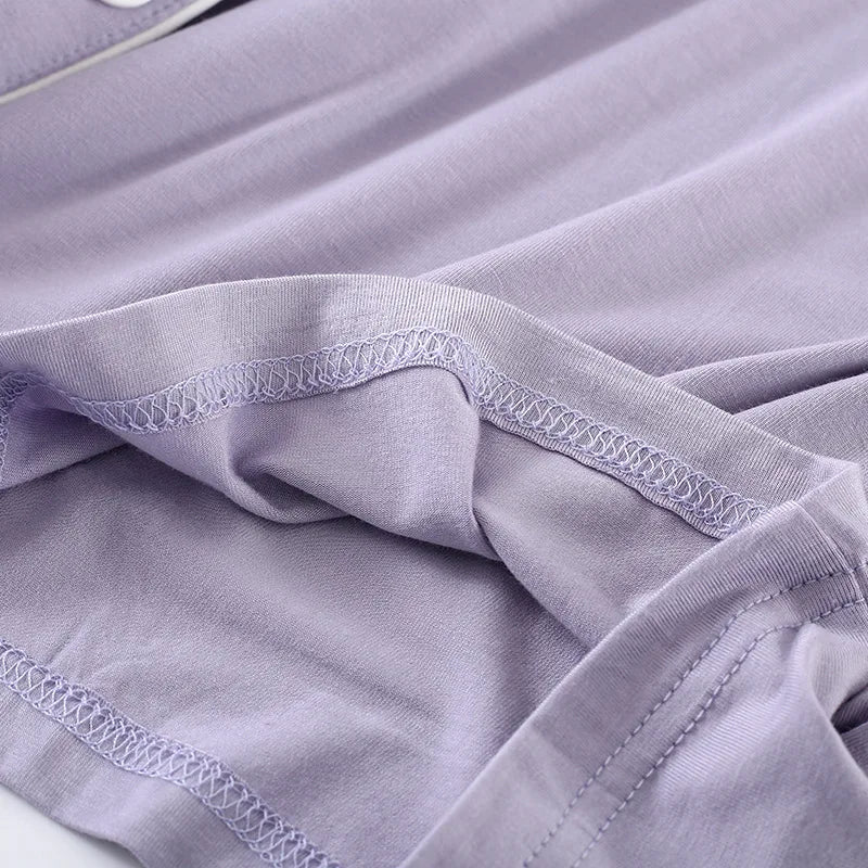 New Spring and Autumn Women's Pajamas Set Modal Pure Color Simple Thin Cardigan Long Sleeve Pants Two Piece Home Suit Sleepwear