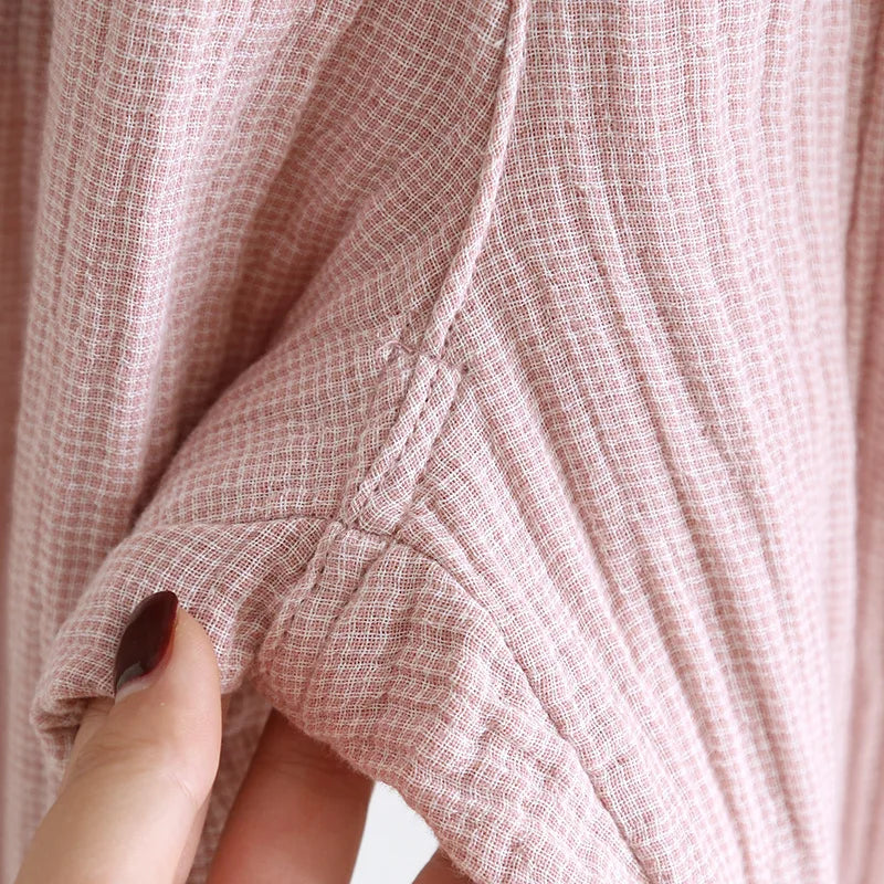 2025 Spring and Autumn New Couple Pajama Set 100% Pure Cotton Crepe Cloth Men's and Women's Stand up Neck Simple Home Clothing