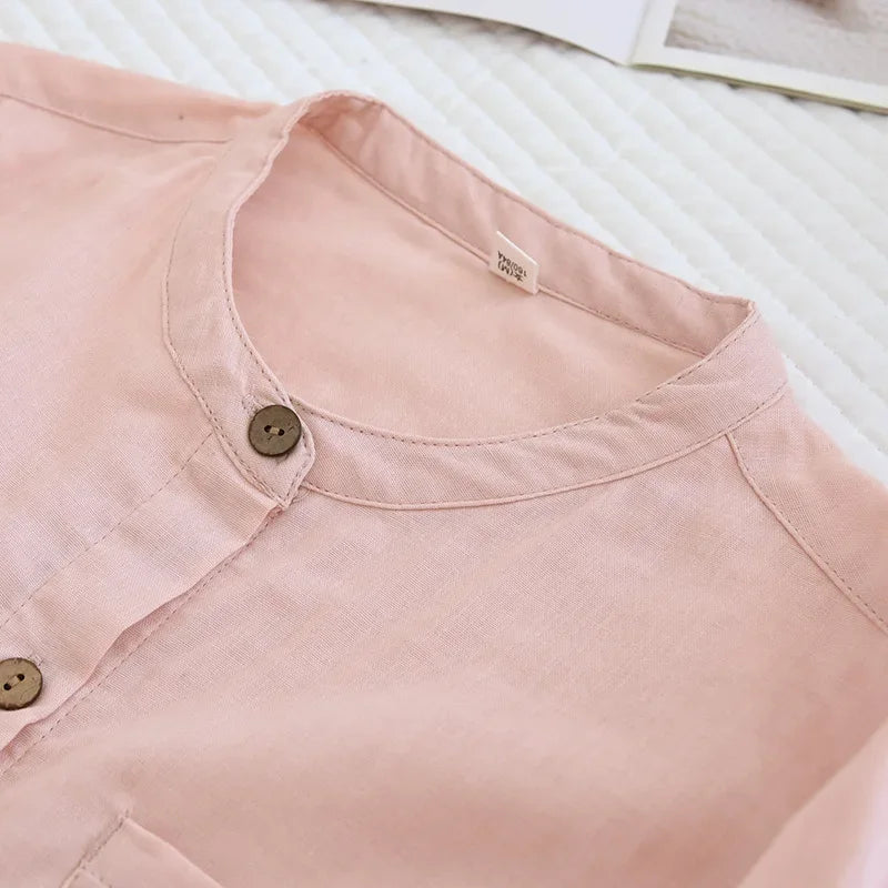 2025 New Spring/Summer Couple's Pajama Set 100% Cotton Simple Men's and Women's Long Sleeve Long Pants Two Piece Home Clothes