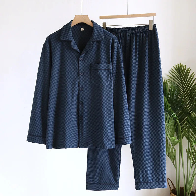 2025 New Men's Autumn/Winter Pajama Set Thickened Warm Home Clothes Long Sleeve Long Pants Two Piece Set Large Size Set