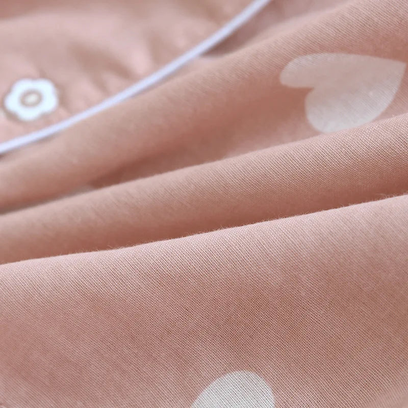 2025 New Spring and Autumn Pajama Set Women's 100% Cotton Long Sleeve Pants Two Piece Love Lovely Sweet Home Furnishing Set