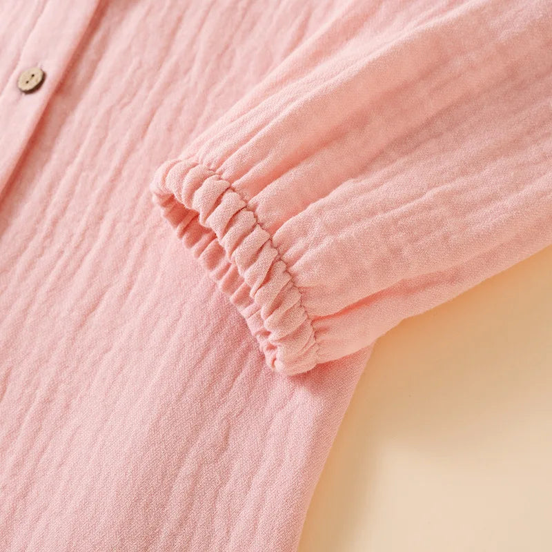 2025 New Spring and Autumn Couple's Pajama Set 100% Cotton Men's and Women's Long Sleeve Long Pants Solid Color Home Clothes