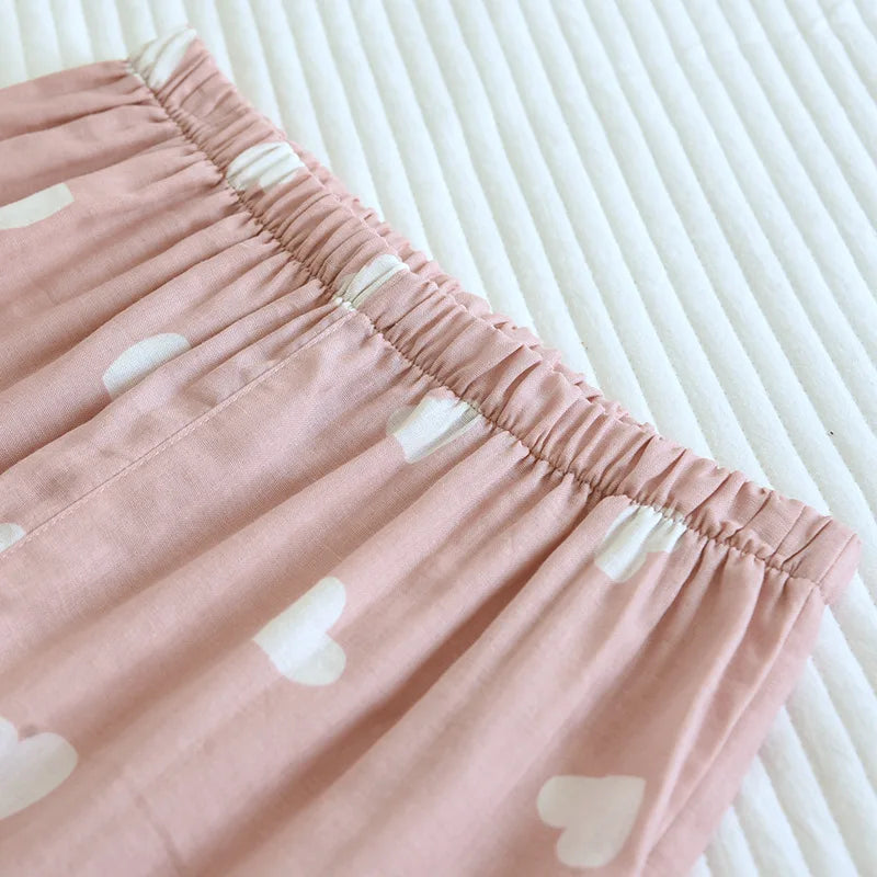 2025 New Spring and Autumn Pajama Set Women's 100% Cotton Long Sleeve Pants Two Piece Love Lovely Sweet Home Furnishing Set