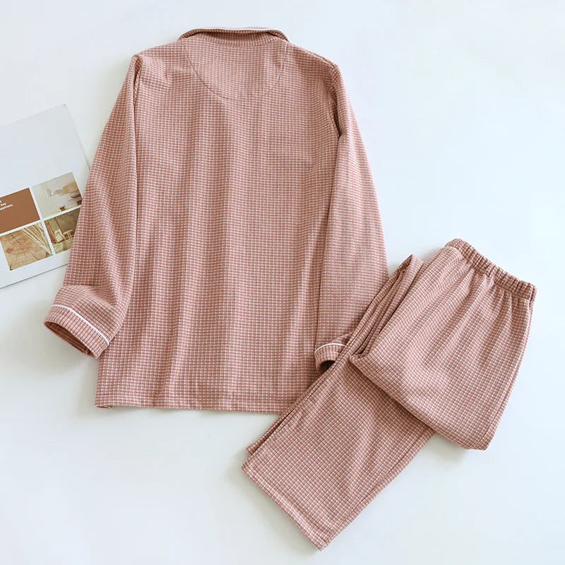 2025 New Autumn and Winter Couple Pajama Set Men's and Women's Long Sleeve Plaid Two Piece German Velvet Warm Home Fur