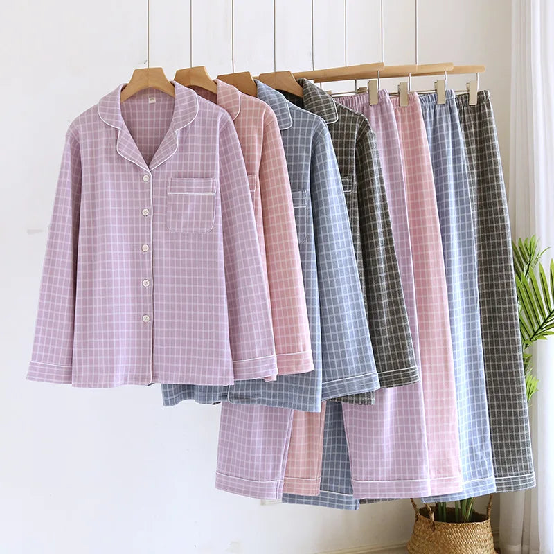 2025 New Couple's Checkered Pajama Set for Autumn and Winter Warmth,Men's and Women's Long sleeved Pants,Two piece Home Clothes