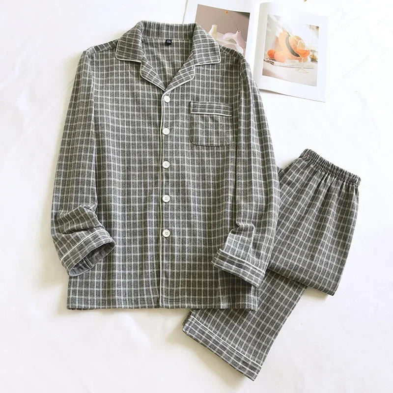 2025 New Couple's Checkered Pajama Set for Autumn and Winter Warmth,Men's and Women's Long sleeved Pants,Two piece Home Clothes