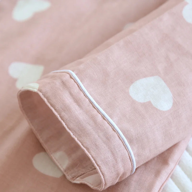 2025 New Spring and Autumn Pajama Set Women's 100% Cotton Long Sleeve Pants Two Piece Love Lovely Sweet Home Furnishing Set