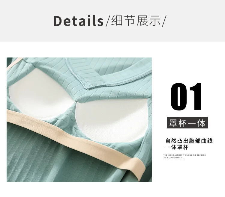 New Spring and Autumn Women's Pajamas Set V-Neck Cotton Thread Knitted Long Sleeve Pants Solid casual two-piece home clothes