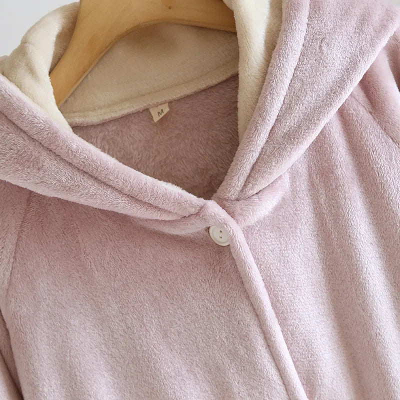 Autumn and winter new style couples' solid color nightgown flannel gown men and women's coral velvet simple pajamas home clothes